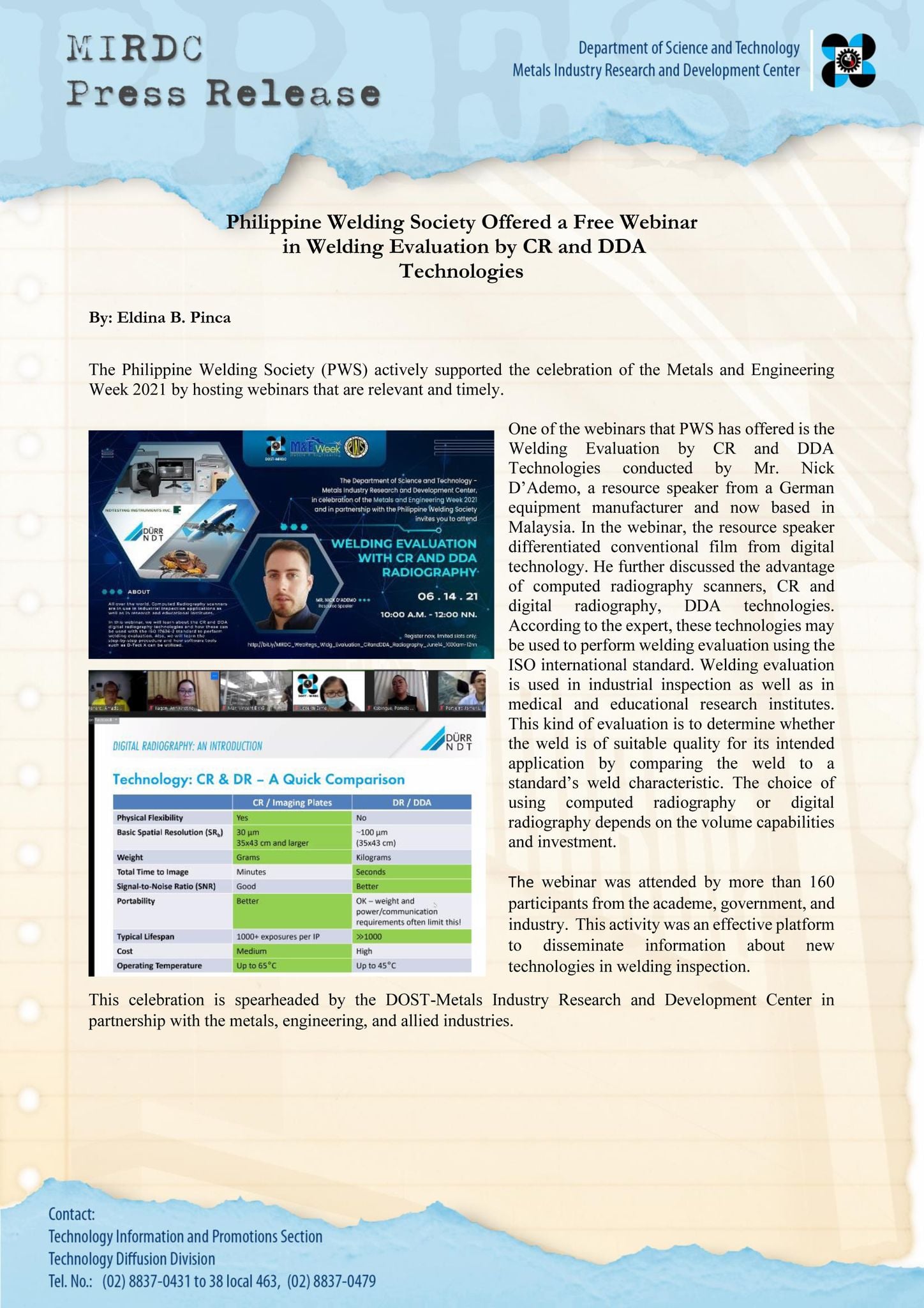 Dyne welding press release