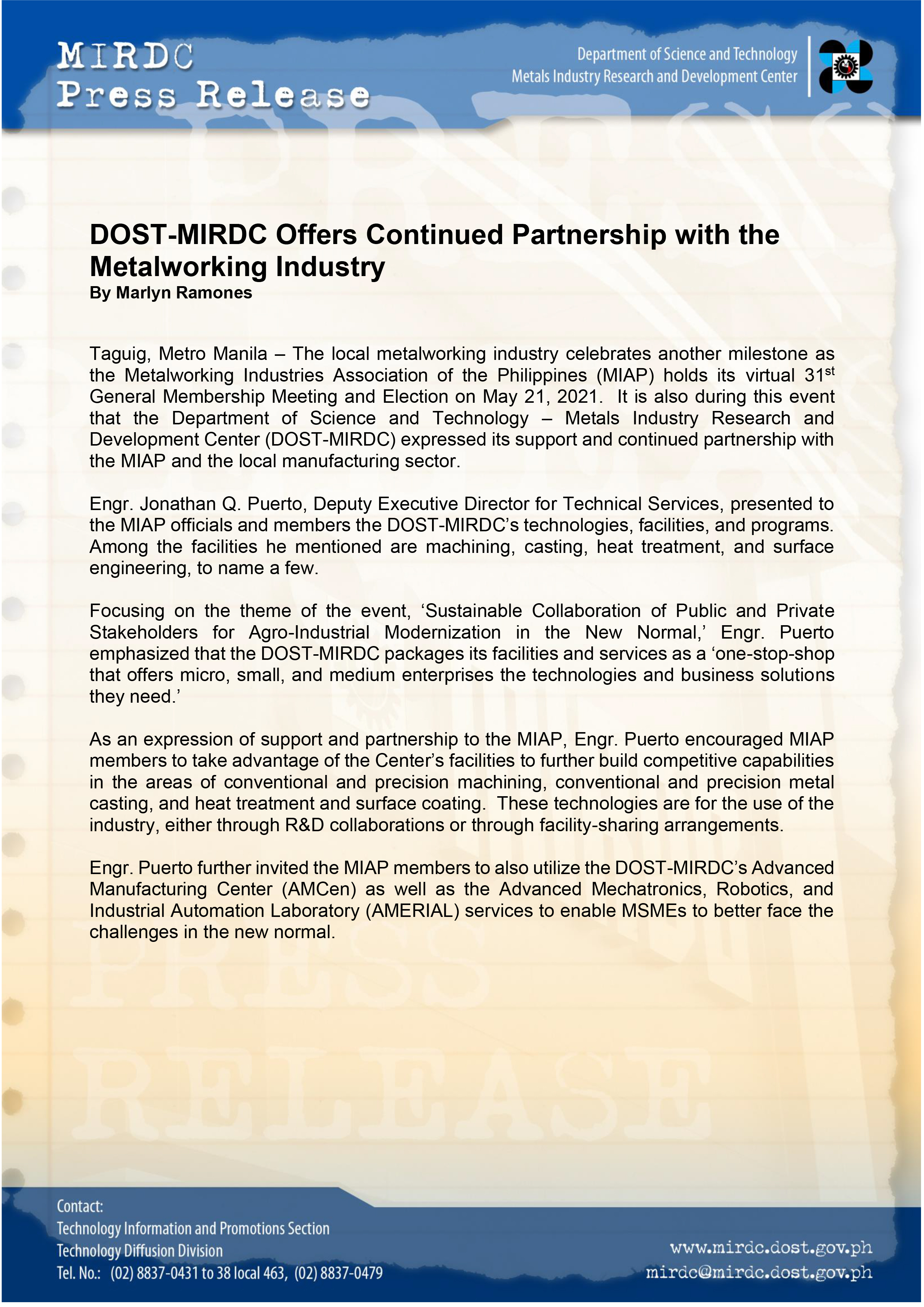 MUR Press Release MIAP final