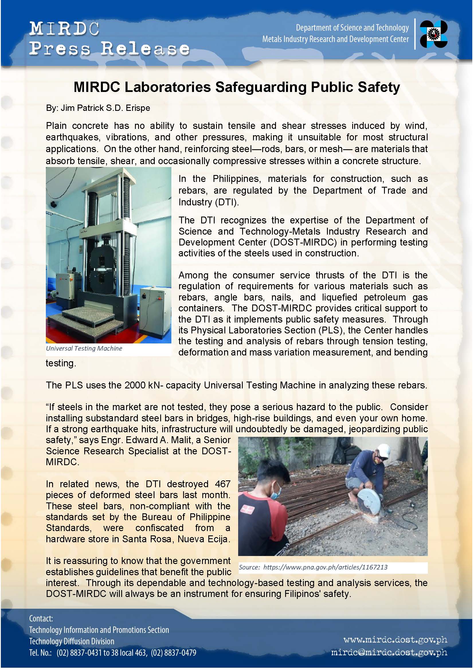 JSE PRESS RELEASE steelbars